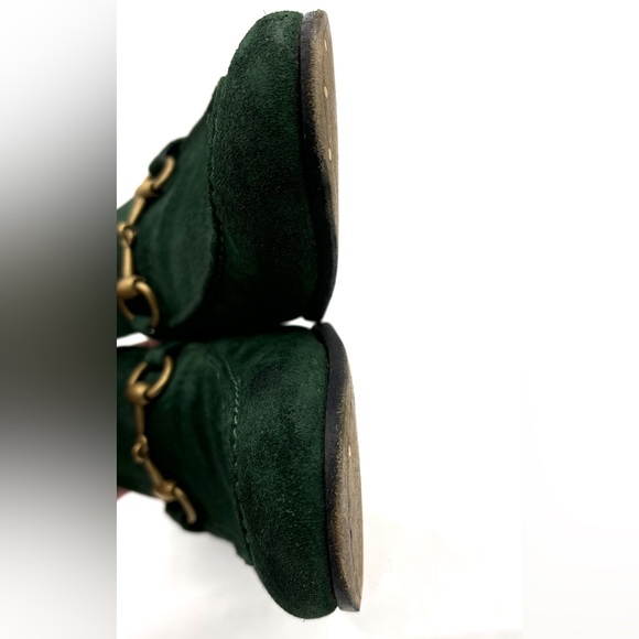 Gucci Jordaan Green Suede Horsebit Loafers - Picture 7 of 12